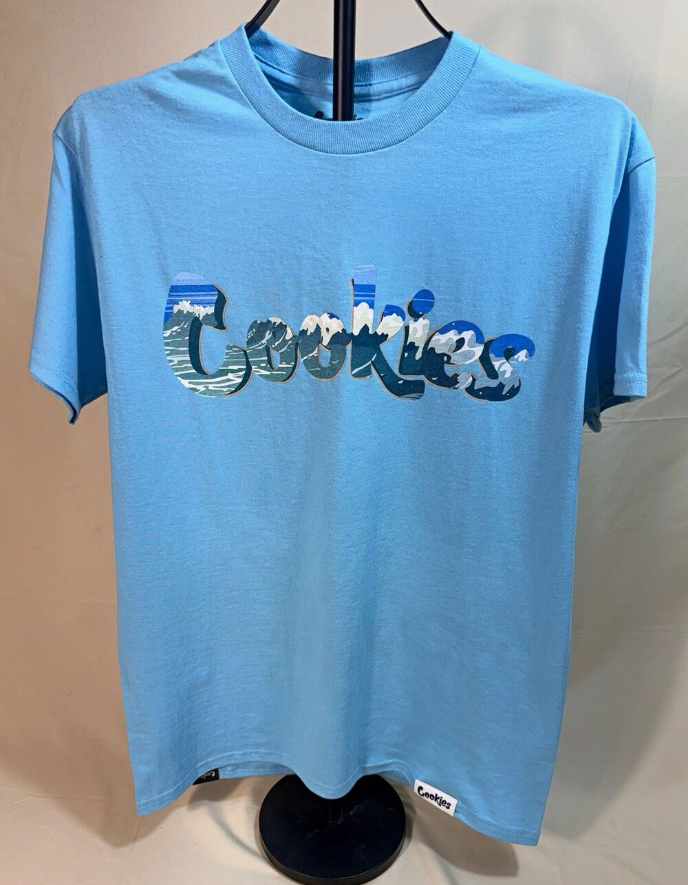 NWOT Cookies Mens M Blue Cotton Knit Graphic Logo Crew Neck Short Sleeve T-Shirt
